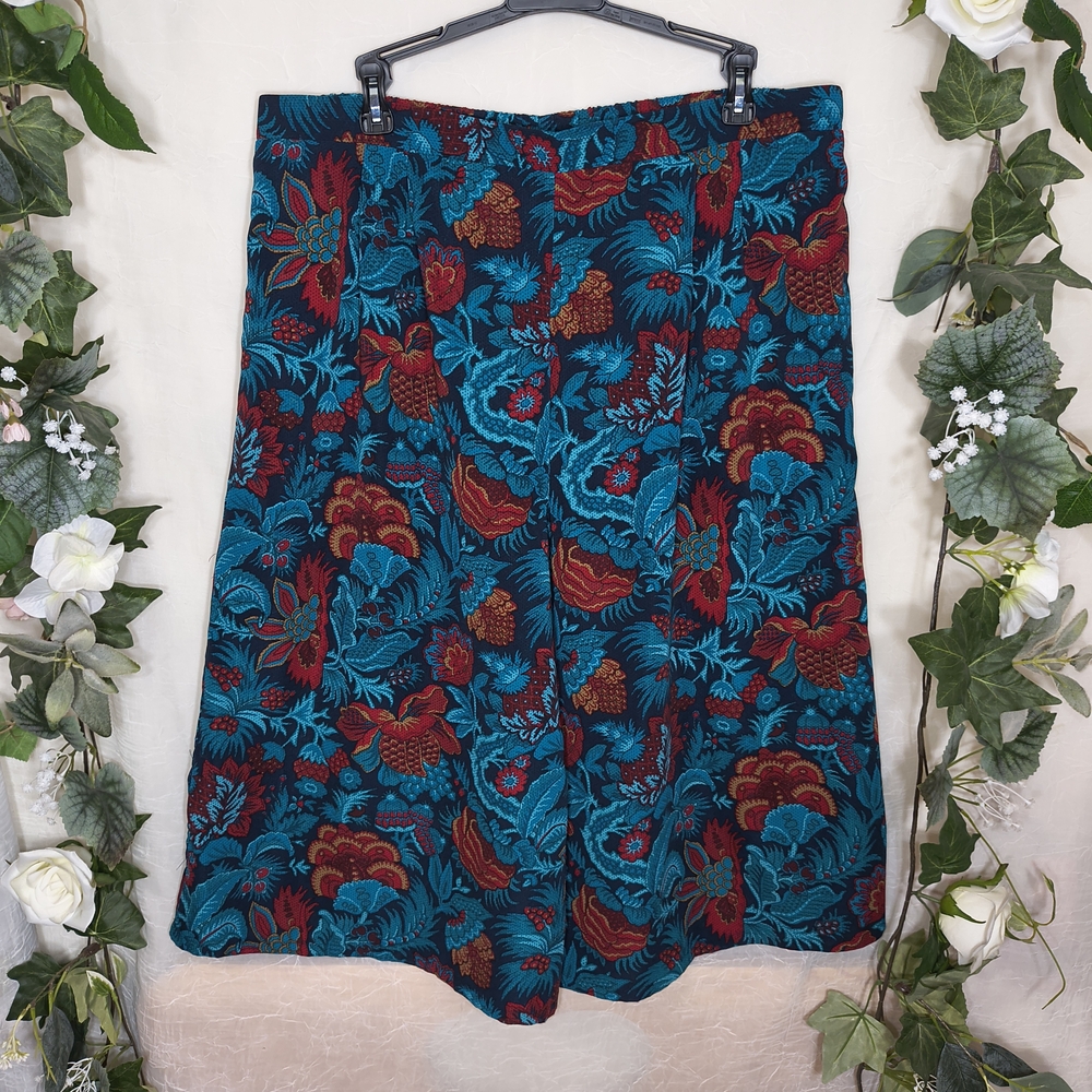 Floral A-Line Skirt in Red and Blue
